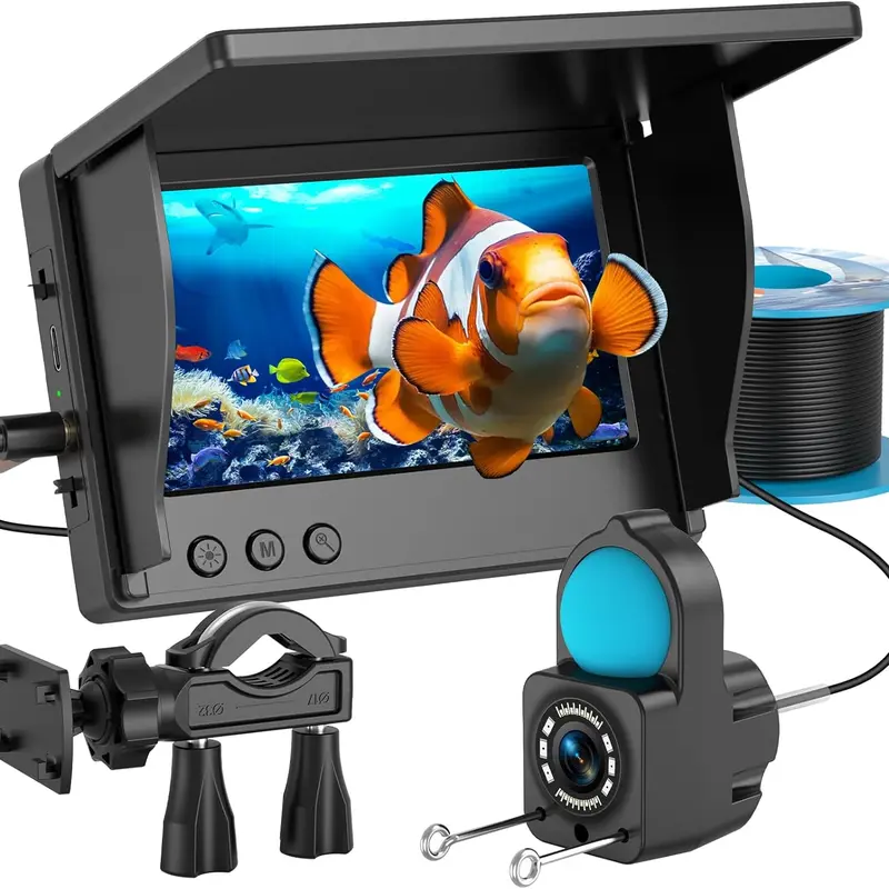 Underwater Fishing Camera 1080P HD, Portable Fish Finder with 4.3" LCD Display & Infrared Night Vision, IP68 Waterproof 30M, 5000mAh Battery, for Ice Lake Boat Kayak Fishing#SummerWins