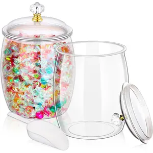 2Pcs 1 Gallon Candy Jars With Lids&Clear Cookie Container Large Airtight Apothecary Organization Hard Snack Buffet Canister for Wedding Home Bar Decoration