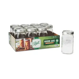 BallWide Mouth Quart 32oz. Glass Mason Jars with Lids and Bands, 12 Count Containers Kitchen