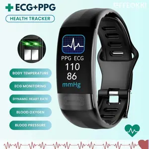 Smart Bracelet: ECG+PPG Health Tracker, IP67 Waterproof, Bluetooth 4.0 Activity Monitor & Data Recorder – Compatible with Android/iOS (Black/Blue)