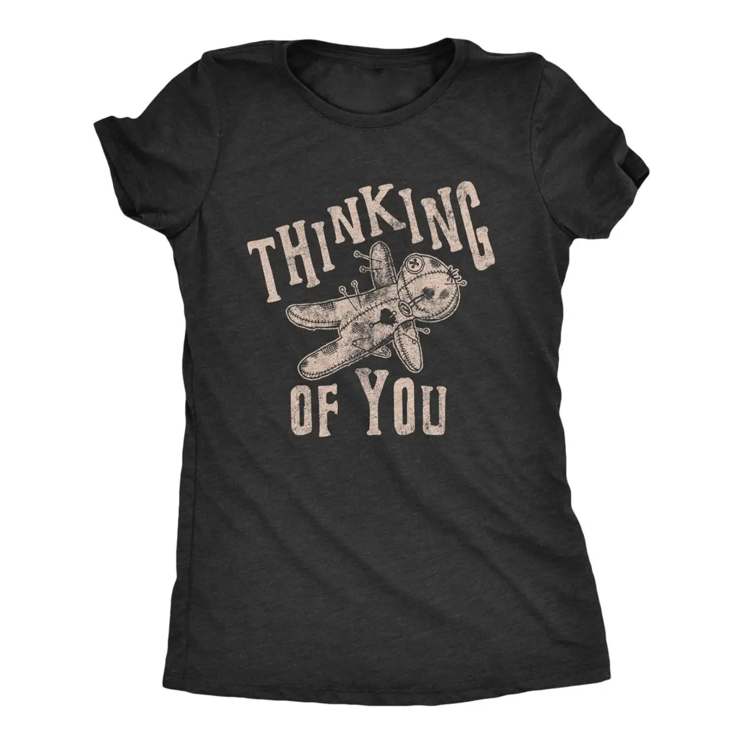 Women's Essential Everyday T-Shirt - Smooth, Comfy Short-Sleeve Round Neck, Funny Voodoo Doll Graphic, Easy-Care Casual Summer Top