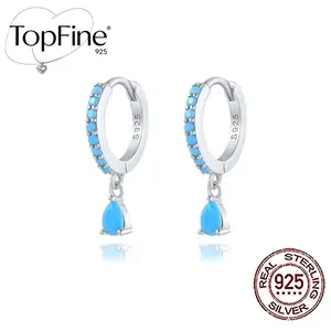 Stylish Geometric Round Earrings, 925 Sterling Silvery 1.4g/ 0.0490z with Blue Synthetic Turquoise and Tassel Classic Water Drop Shape, Perfect Gift for Women, Ideal for Dates, Valentine's Day and Mother's Day Birthday Parties