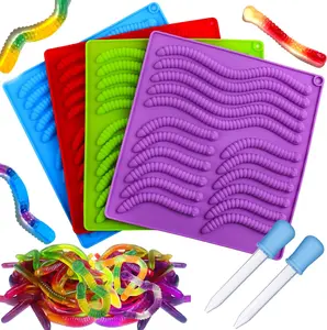 4 count  worm molds  for gummies candy, large fruit snack molds for