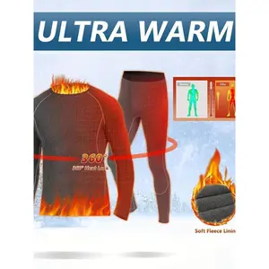Men's Fleece-Lining Thermal Underwear Set for Fitness, Skiing, Running, Hiking