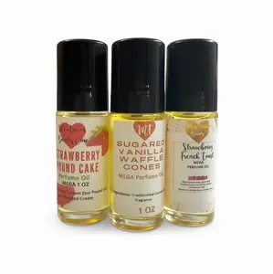 Strawberry Pound Cake type Mega 1 oz Body Oil Roll-On with Sugared Vanilla Waffle Cone & Strawberry French Toast - Aroma Fragrance Scent Blend