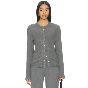 DONNI. The Sweater Rib Cardi in Charcoal Grey