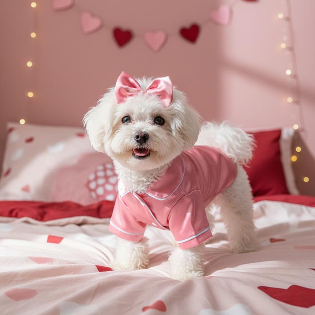 Beautiful Pet pajamas suitable for pets such as Teddy Bears, Bichon Frises, Pomeranians, Poodles, and Bulldogs. Made of comfortable silk, these pajamas include headbands to relieve stress and anxiety. Beautiful Pet pajamas suitable for pets such as Teddy Bears, Bichon Frises, Pomeranians, Poodles, and Bulldogs. Made of comfortable silk, these pajamas include headbands to relieve stress and anxiety.