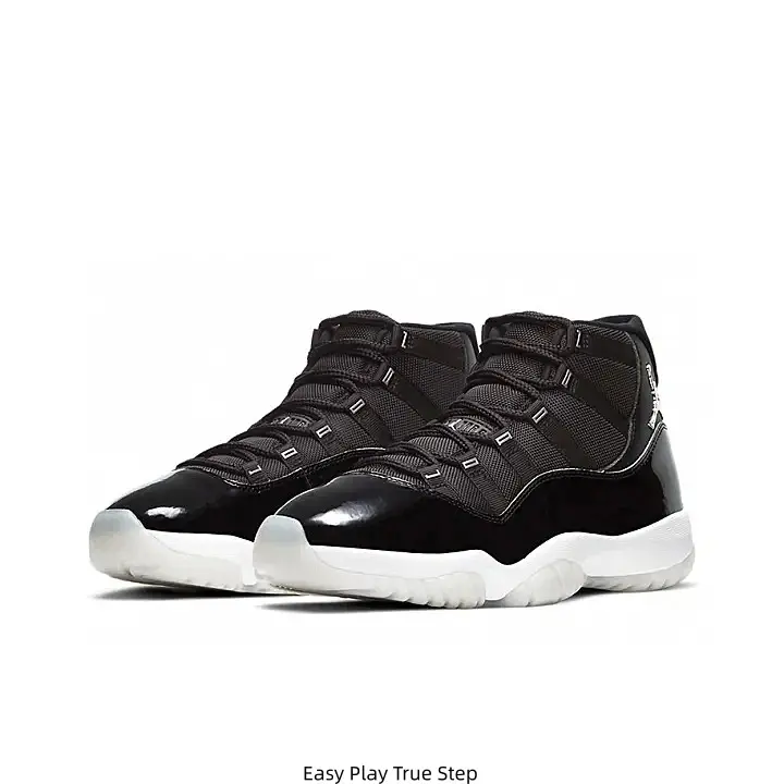 All Black Mesh Glossy Leather High Top Jordan Casual Sneakers White Midsole White Rubber Outsole White Jumpman Logo Daily Walking Trainers for Men Women Street Fashion