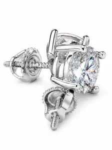1CT Moissanite Stud Earrings 925 Sterling Silver VVS DEF GRA Certified Screw Back