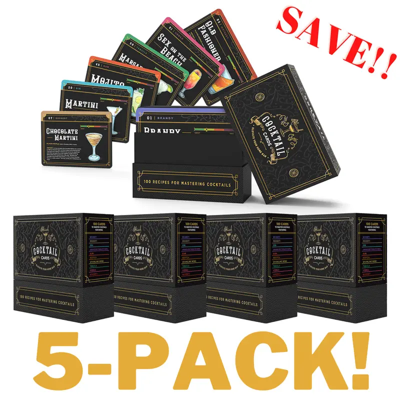 5-Pack Gift Set Bartender Drink Flashcards