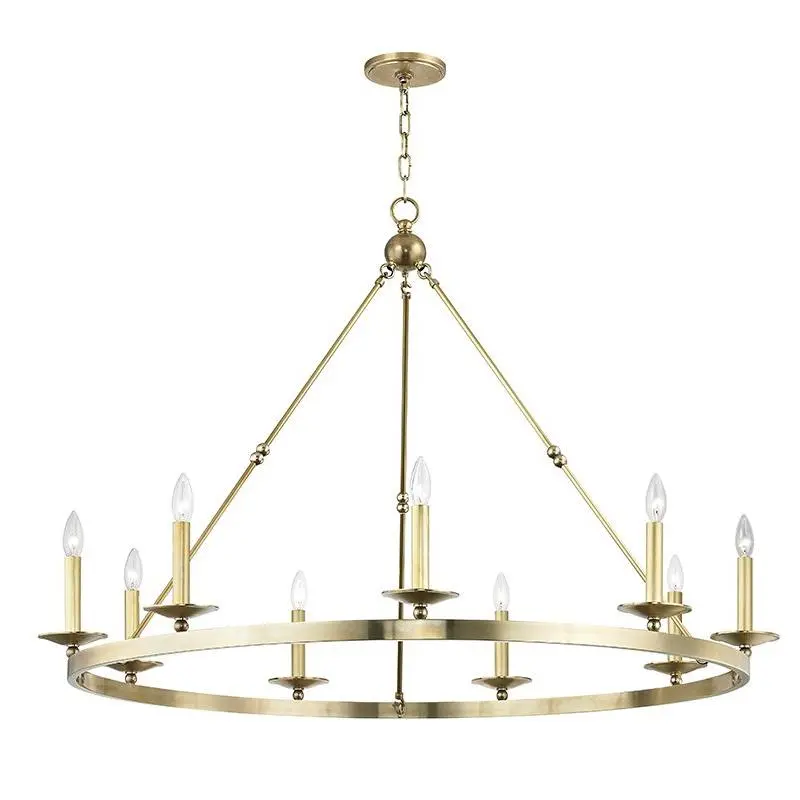 Allendale 9-Light Chandelier in Aged Brass and Aged Old Bronze, Elegant Rustic Wagon-Wheel Design