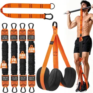 Pull Up Assistance Bands, 350lbs Heavy Duty Resistance Band for Pull Up, 4 Pull Up Bands with Two Foots Fabric Feet/Knee Rest, Adjustable Weight/Size Bands for Pull Up Assist for Strength Training