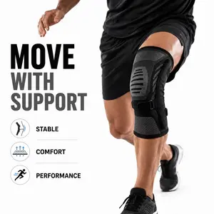 Running, Gym, Walking & Daily Use, Men Women Adjustable Knee Brace with Side Stabilizers, Breathable Compression Knee Support Sleeve for