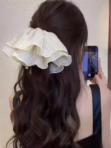 1pc 25cm Mesh Hair Elastic, Stretchy Hair Rope, Suitable for All Hair Types, Large Hair Tie for Korean Style Photos, Loose Bun Accessory