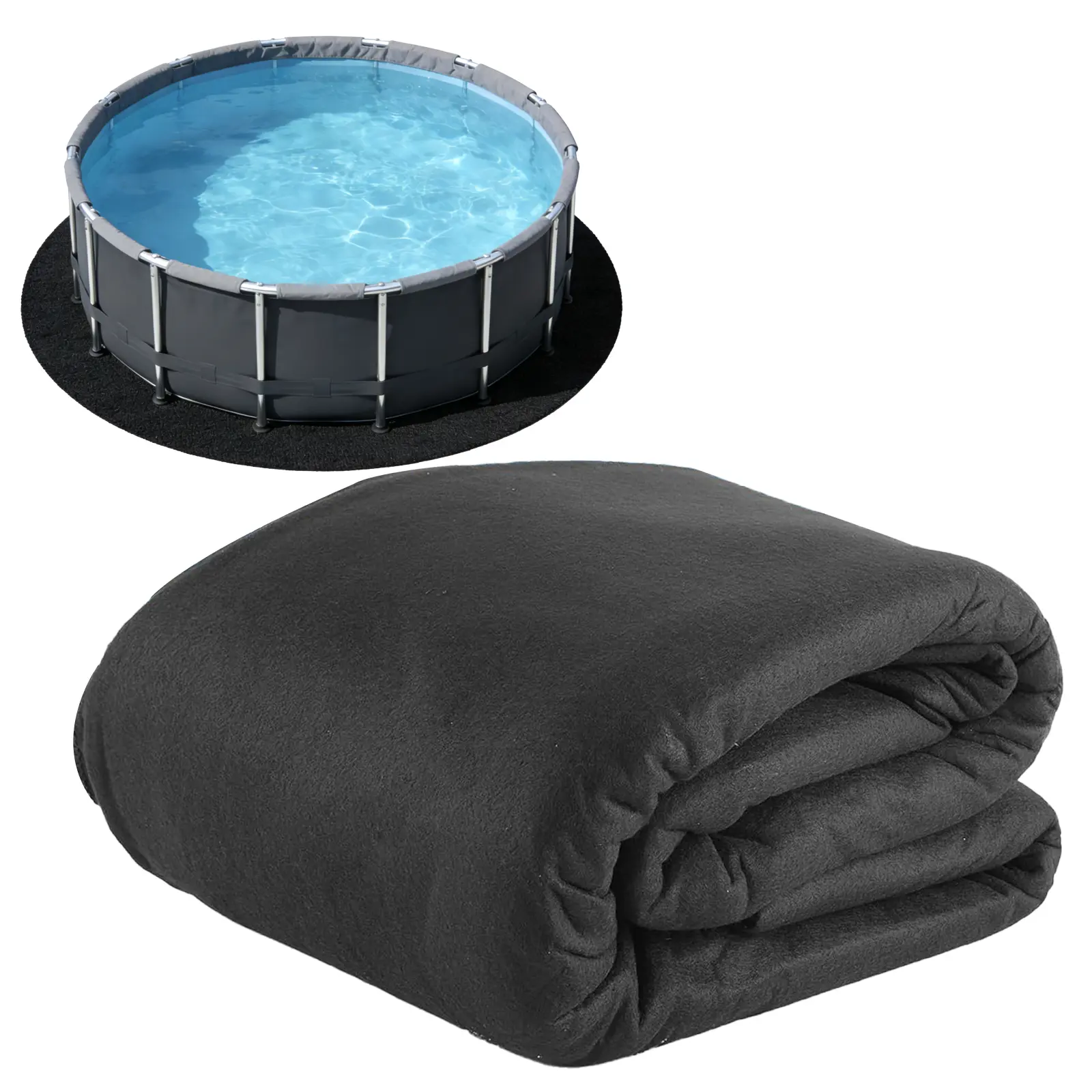 POOLWHALE 15ft Round Extra Thick Geotextile Under Padding, Above Ground Pool Liner Pad for Setup, 250gms Puncture/Weed Barrier, Eco-Friendly Fabric Extends Pool Liners Life, Above Ground Pool Setup, Puncture Proof