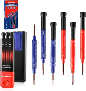 WORKPRO 6-Piece Precision Screwdriver Set with 12 Sizes Double-Ended Tips Including Phillips, Slotted, Pentalobe, and Torx for Electronics, Watches, Glasses and Phones