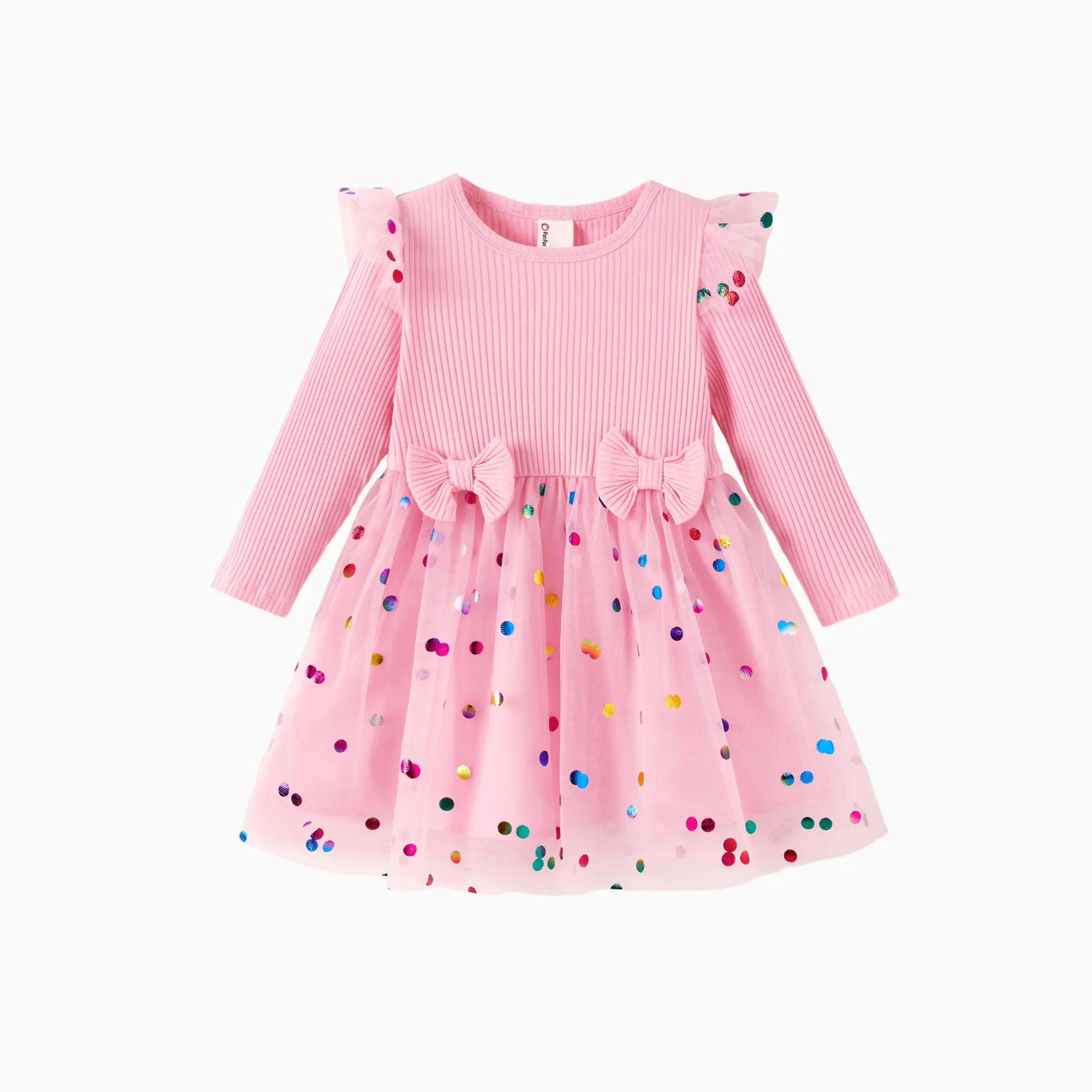 Baby Girl Sweet 3D Flower Mesh Dress Light Pink