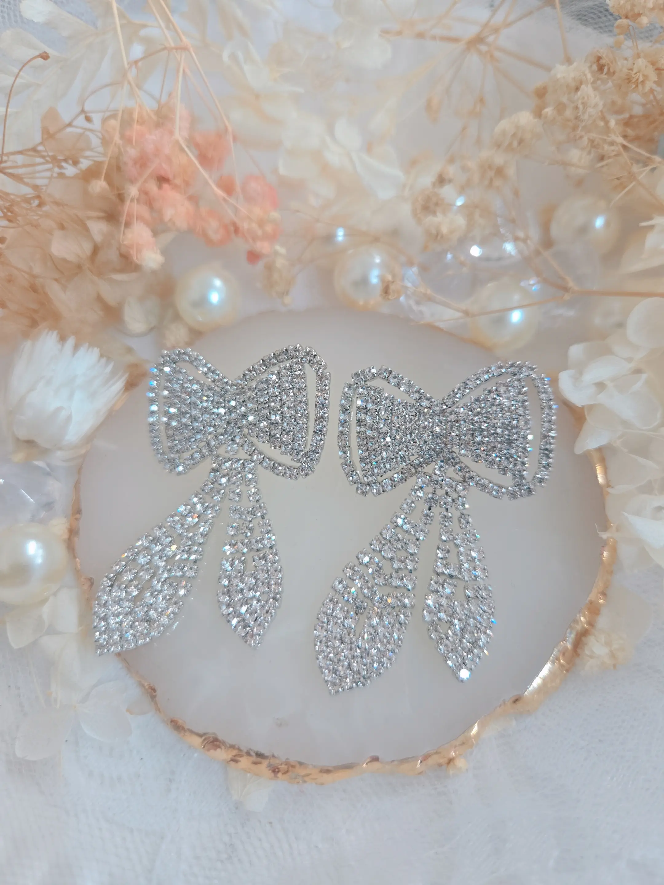 PINKme Ribbon Stone Bling 2" Drop Earring - Cute and Lovely Style