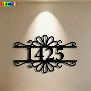 1pc House Number 1425 Metal Wall Art, Elegant Floral Statue Mural, Ideal Gift for New Year, Christmas, Home Decor Enthusiasts, Rust-Resistant Metal Wall Decor Wall Sculptures, Perfect for Outdoor Fence & Indoor Wall, Housewarming Enthusiasts