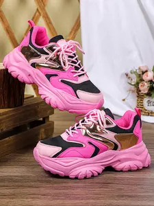 Men's New Fashion Patchwork Low Top Casual Breathable Mesh Sneakers, Comfortable Breathable Eva Sole, Perfect for Friday, Christmas Gifts, Thick Sole Sneakers