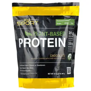 California Gold Nutrition Sport, Plant-Based Protein with Organic Brown Rice Protein Concentrate, Flaxseed, Chia Seed, Chocolate, 2 lb (907 g)