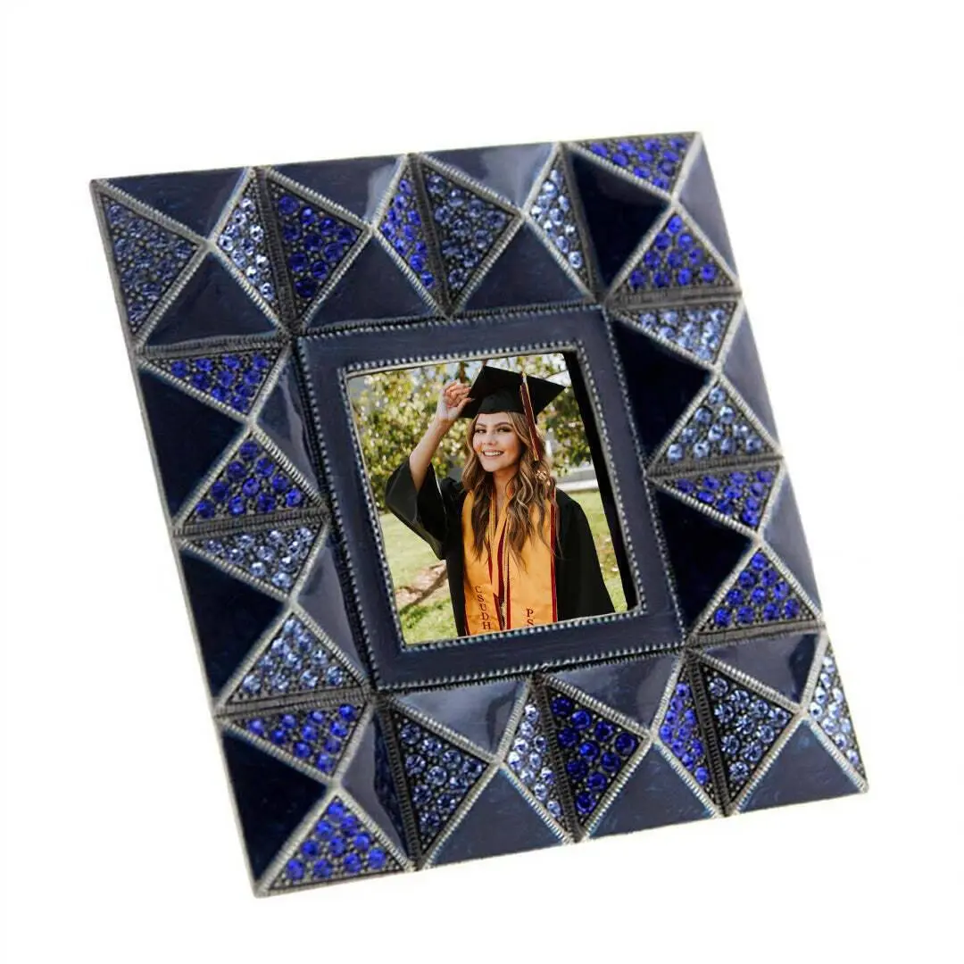 Pyramidal Elegance Square Crystal Picture Frame 2" X 2"