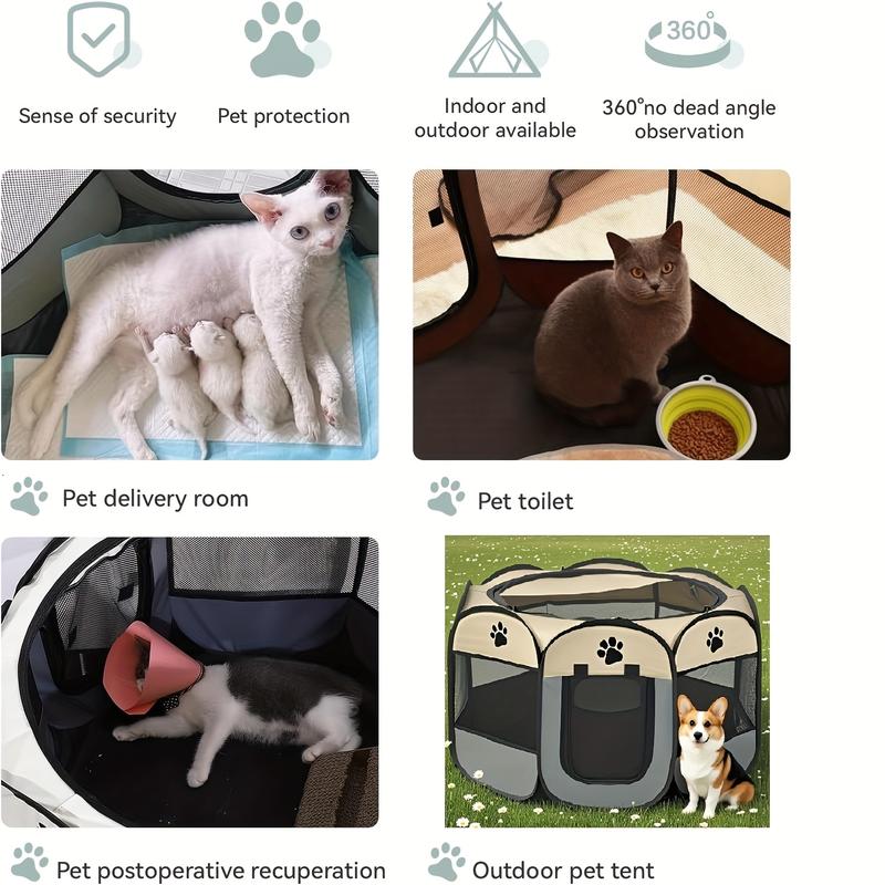 Foldable Pet Playpen for Dogs and Cats – Portable Octagon with Removable Zipper, Indoor/Outdoor Use