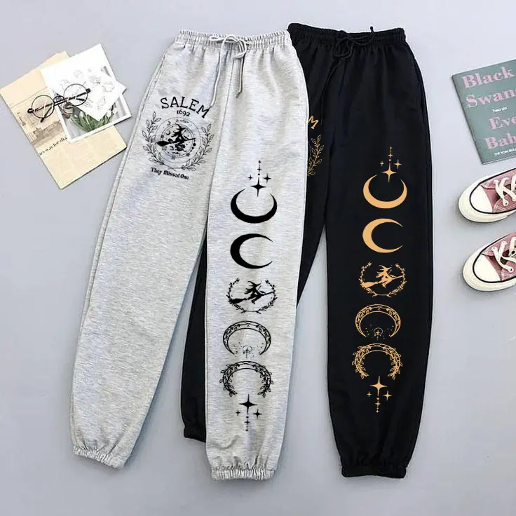 Salem Witch Sweatpants, Celestial Moon Phase Joggers, Moon Magic, Witchy Salem 1692 Inspired Pants, They Missed One Joggers, Crescent Moon Witch Pants, celestial loungewear, gothic streetwear, cozy halloween joggers