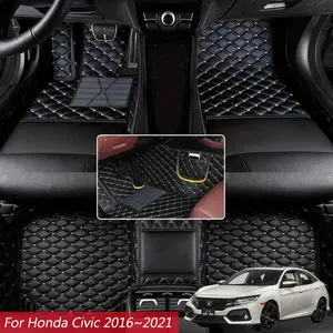 U Leather Car Floor Mats For Honda Civic 2016~2021 Carpets Rug Foot Pads interior Accessories Full Set Car Interior Accessory Uk Exclusions