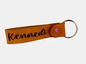 Customized Genuine Leather Key Fob Handmade Hand-Dyed