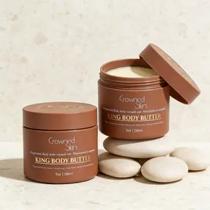 Crowned Skin King Luxury Body Butter 5oz – Warm Sandalwood & Musk Aroma, Organic Shea & Mango Butter Hydration for All Skin Types