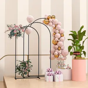 Black Metal Arch Backdrop Stand Set (3 Pieces, 7ft-6.5ft-6ft) – Wedding Party Ceremony Decor Balloon Arch Frame for Home Improvement, Garden Supplies
