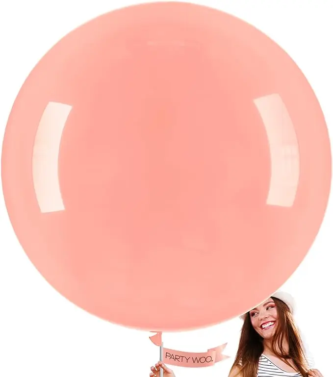 PartyWoo 4-Piece 36-Inch Solid Giant Size Round Pale Orange Pastel Rubber Balloons, DEHP-Free Balloon Party Supplies for Birthday Party, Baby Shower Decorations Q02