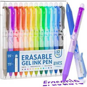 Erasable Gel Pens, 0.7 mm Medium Point, Retractable Erasable Pens, Make Mistakes Disappear, 12  Colors for Drawing, Writing & Planners