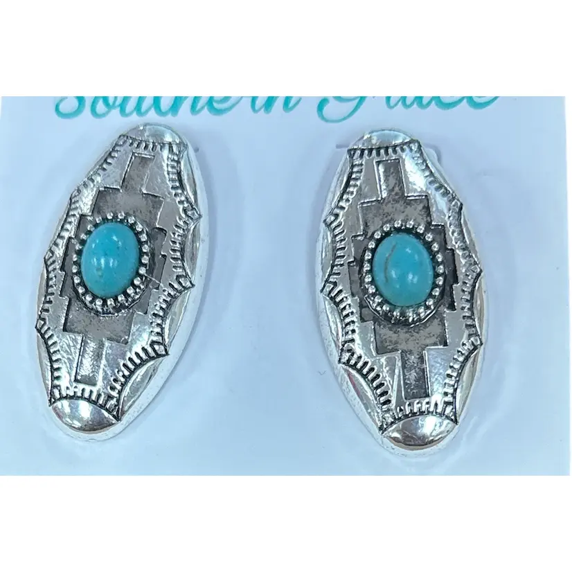 Silver and Turquoise Navajo chuncky studs