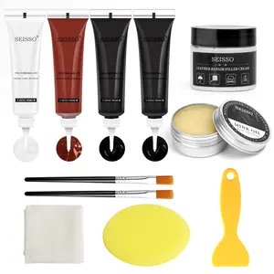 SEISSO Leather Repair Kit for Furniture, Vinyl Repair Kit, Leather Dye with Mink Oil,Repair Filler Restorer of Scratch, Tears, Burn Holes ,Gel for Couches, Car Seats, Shoes