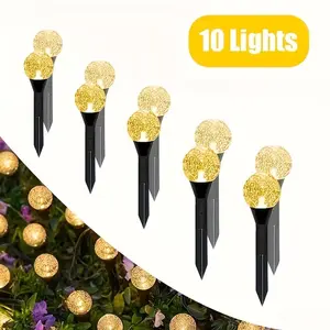 Outdoor Garden Patio String Lights, Solar Powered Globe Shatterproof Twinkle Atmosphere Lights with 8 Lighting Modes & Ground Stake, Ideal for Garden Decor, Bar & Cafe Style Camping Lighting, Also for Yard, Wedding & Celebration