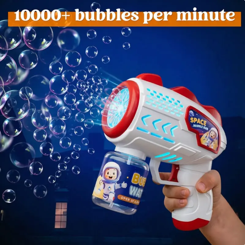 Rocket Shape Auto Multi-Hole Bubble Machine - Handheld Portable Air Cannon Blaster Toy for Kids Ages 4-8, Party Favors, Summer Outdoor Pool Use, Colorful Magic Blower Gift campingessentials gun Machine for Kids lash p splish fog blower toy