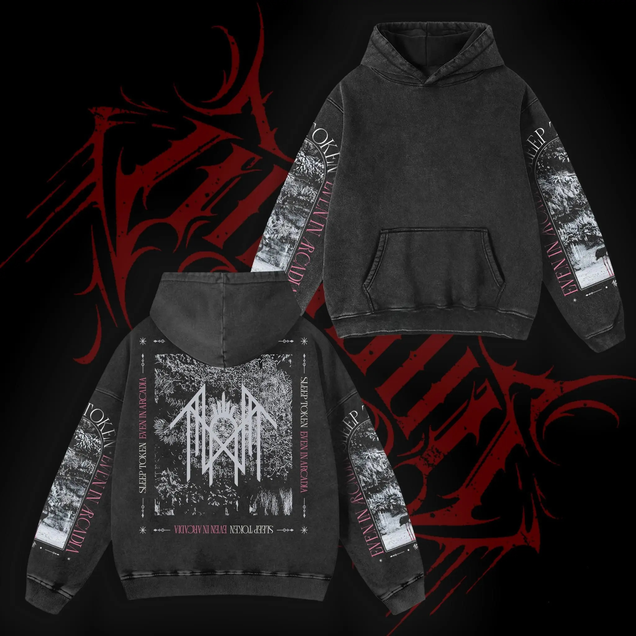 Retro Limited Sleep Token Arcadia Flamingo Hoodie Washed Heavy Metal, Sleep Token Merch, Rock Band Oversized Heavyweight Cotton Washed Hoodie Gift For Rock Music Lover, Gift For Fan.
