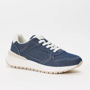 JUSTFAB Women’s Retro Colorblock Denim Sneakers Lightweight Casual Running Shoes, Fashion Lace-Up Comfort Trainers for Everyday Wear Closed