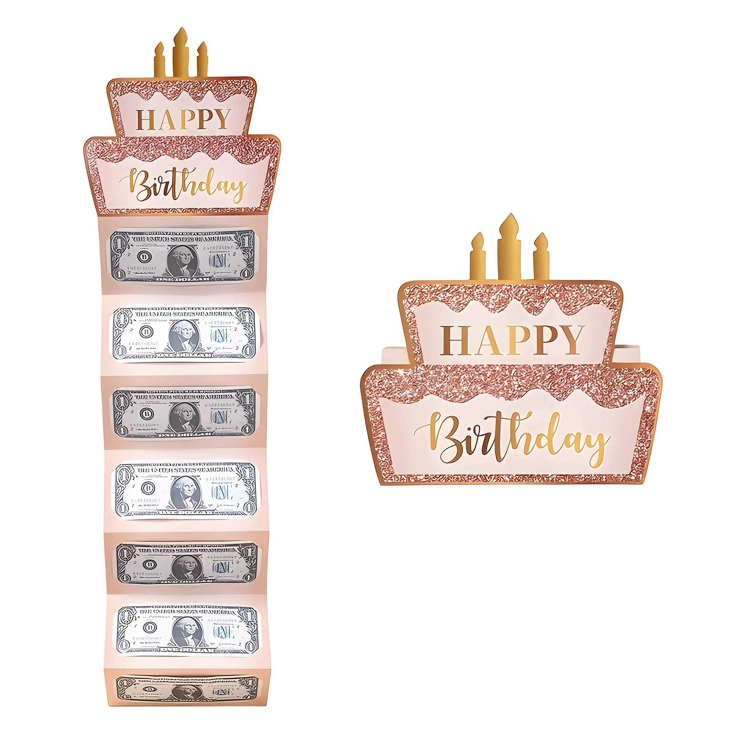 Gold Birthday Money Card Envelope Set, Foldable Birthday Card, Pop Up Card, Party Supplies, Baby Gift Decor, Unique Cash Box, Party Gifts, Card With Envelope