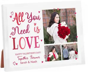 Custom 3 Photo Love Frame – Add Your Text (8x10, Black/White or Print Only)