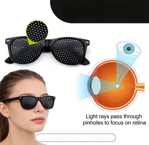 Unisex Pinhole Glasses for Eye Fatigue Relief – Lightweight Black Frame Vision Aid with Holes, Screen & Reading Eye Relaxation Tool