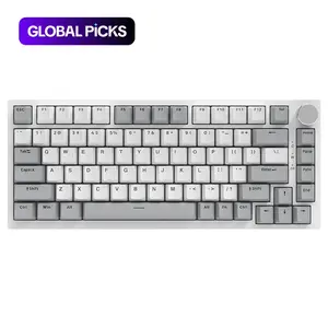 AJAZZ AK820 wired office mechanical keyboard 75% layout full key hot swappable Gasket structure luminous metal volume knob FN multimedia function conforms to ergonomic design computer and office keyboard e-sports game keyboard plug and play office use