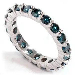 2ct Prong Blue Diamond Eternity Ring 14K White Gold