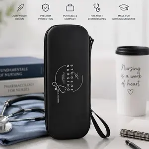 Student Nursing Essentials Stethoscope Case with Divider| Lightweight | Portable | Black | Fits Majority of Brands