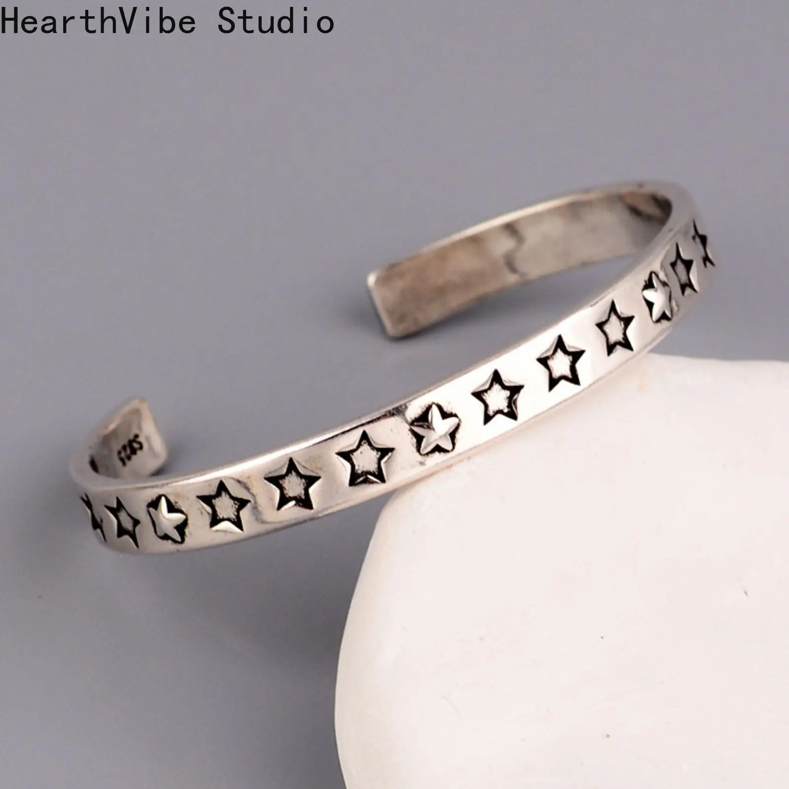 HearthVibe Studio Hot Vintage Open Cuff Stainless Steel Punk Style Bracelet - Unisex Sporty Sports Wristband, Couple Gift for Punk Parties, Sporty Sports Wristbands