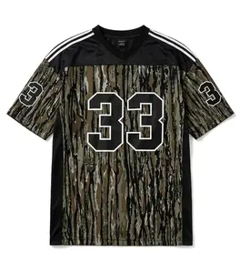 Unisex Tree Camo Mesh Football Jersey, V-Neck, Loose Fit & Breathable Sports Training Shirt,Your Number Print Team Uniform