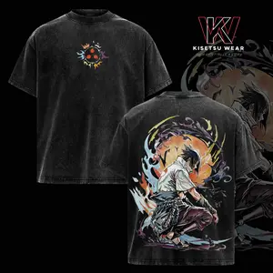 Sasuke Vintage Washed Oversized T-Shirt – Naruto Anime Graphic Tee, Anime inspired Shirt, Streetwear Casual Soft Cotton Apparel, Unisex Top, Gift for Naruto Fans