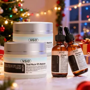 VGO Skincare Set | Vitamin C Brightening Serum & Snail Mucin 92% Moisturizing Cream | Daily Face Care for Normal Skin, Unisex